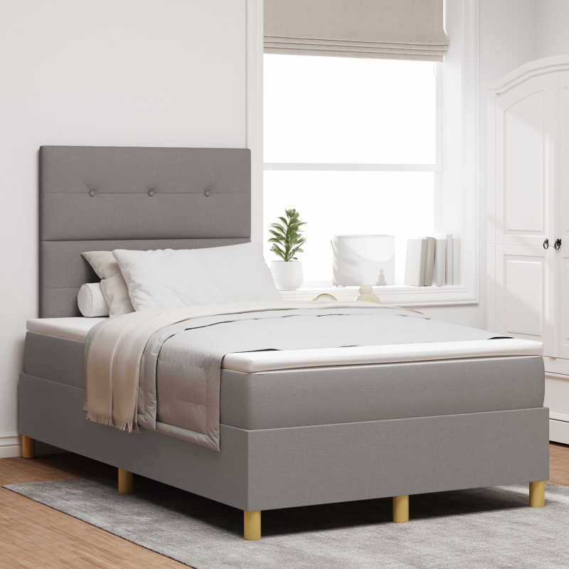 Boxspringbett mit Matratze Taupe Kleines Doppelbett Stoff