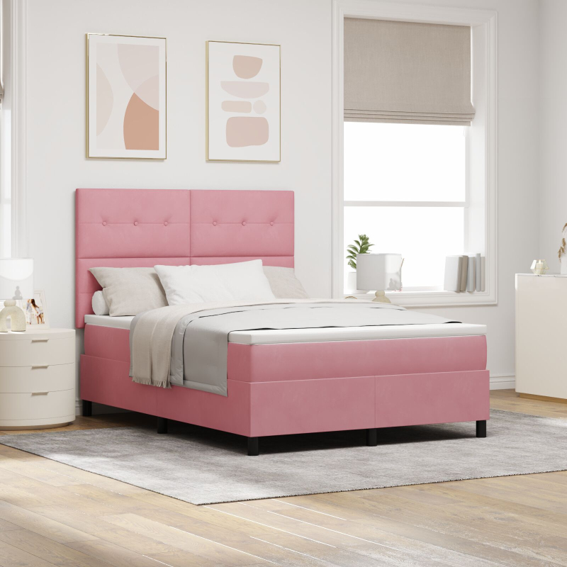 Boxspringbett mit Matratze Pink 160x200 cm Samt