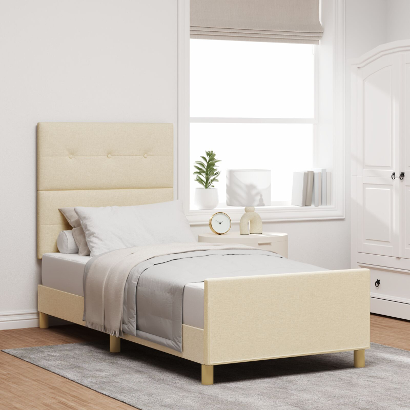 Bettgestell Creme 80x200 cm Stoff