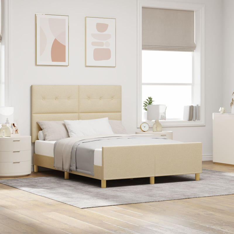 Bettgestell Creme 160x200 cm Stoff