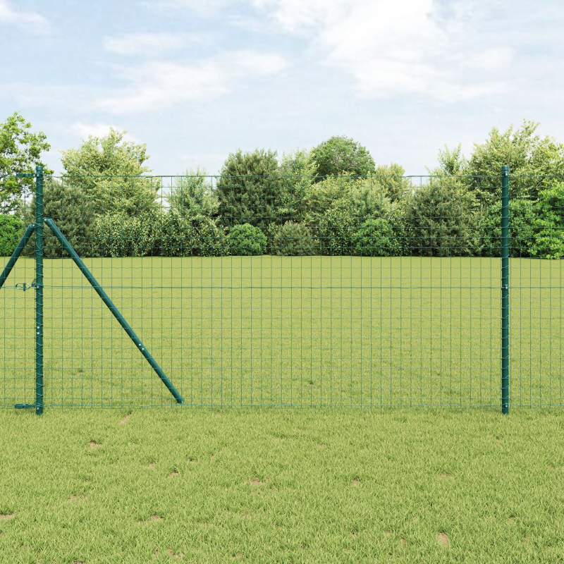 Zaunpfosten 52 Stück Grün Ø32 mm 170 cm Verzinkter Stahl