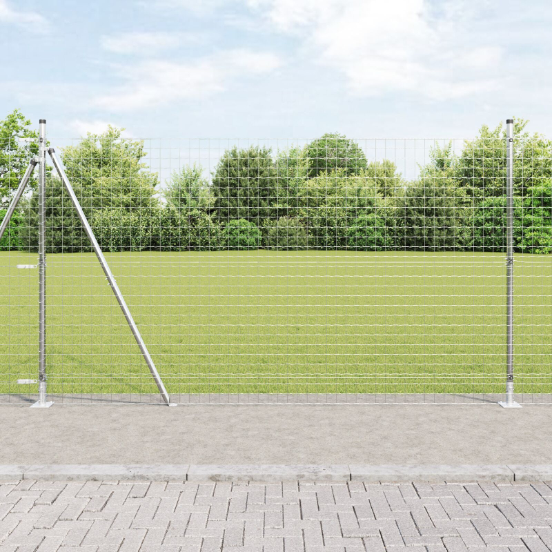 Pfosten mit Bodenplatten 52 Stück Ø32mm 83,5cm Verzinkter Stahl