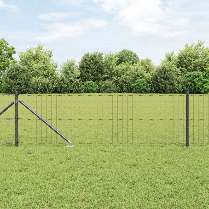 Euro Zaun mit 7 Spikepfosten 0.8x10 m verzinkter Stahl Grau