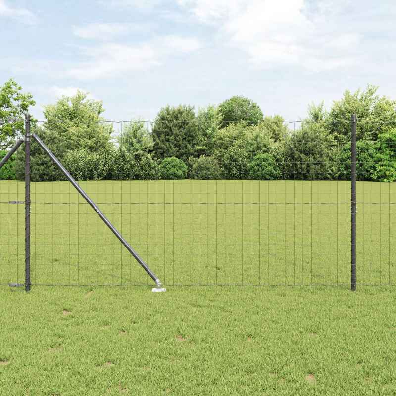 Euro Zaun mit 7 Spike Posten 1,2 x 10 m Verzinkter Stahl Grau