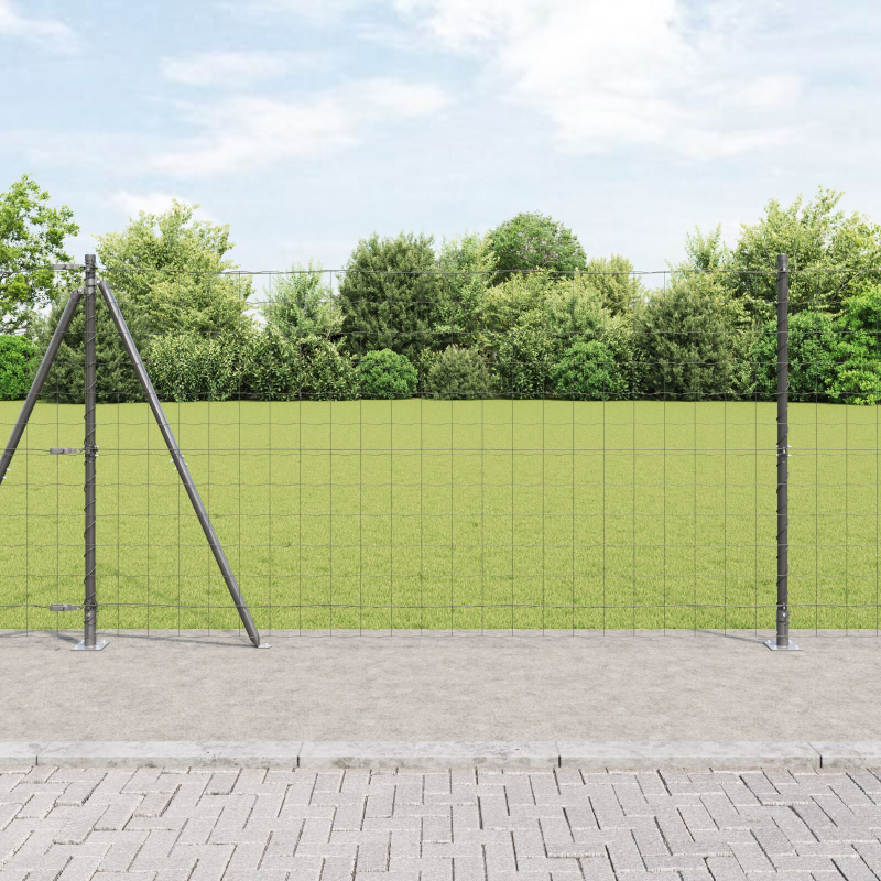 Euro-Zaun mit 7 Flanschartigen Pfosten 1,2x10 m verzinkter Stahl