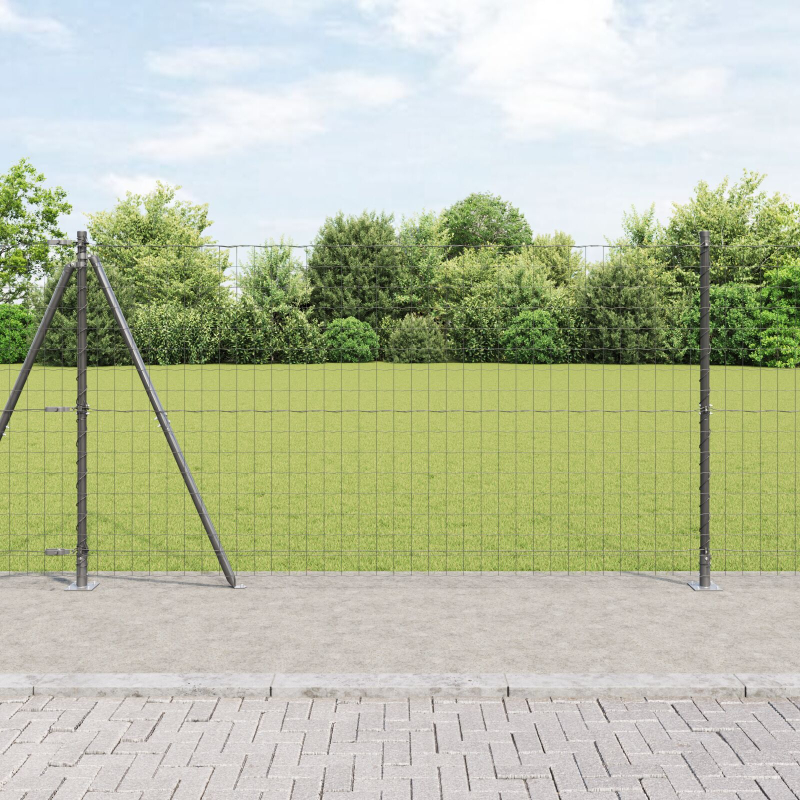 Euro Zaun mit 7 Flanschpfosten 1,2x10 m aus galvanisiertem Stahl