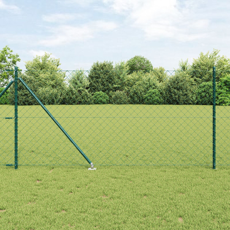 Kettenzaun mit 13 Spike-Posts 1x25 m Galvanisierter Stahl