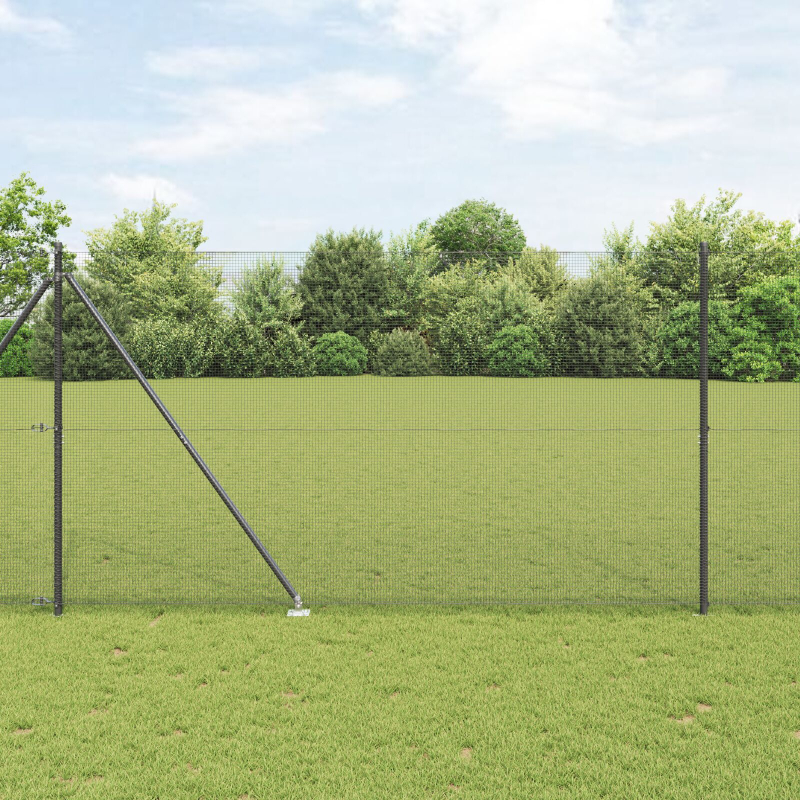 Zaunpfosten-Set 2er Set Grau Stahl 25 x 1,5 m Langlebig