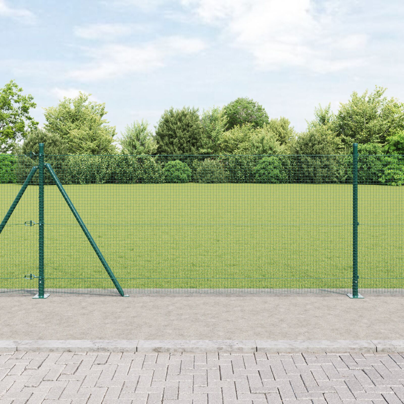 Stahlzaunpfosten-Set 2er Set Grün Stahl mit Polyethylenbeschichtung