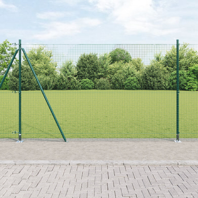 Stahl-Zaunpfosten-Set Set aus 2 Grün Pulverbeschichteter Stahl