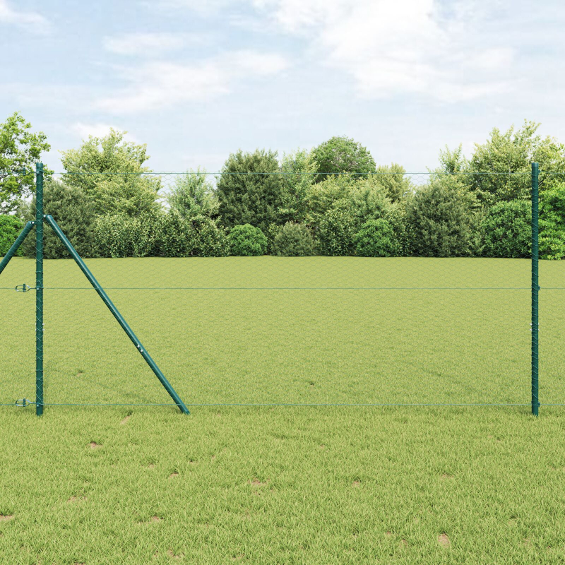 Zaunset Set von 2 Grün PVC-beschichteter Stahl 25 x 1,2 m