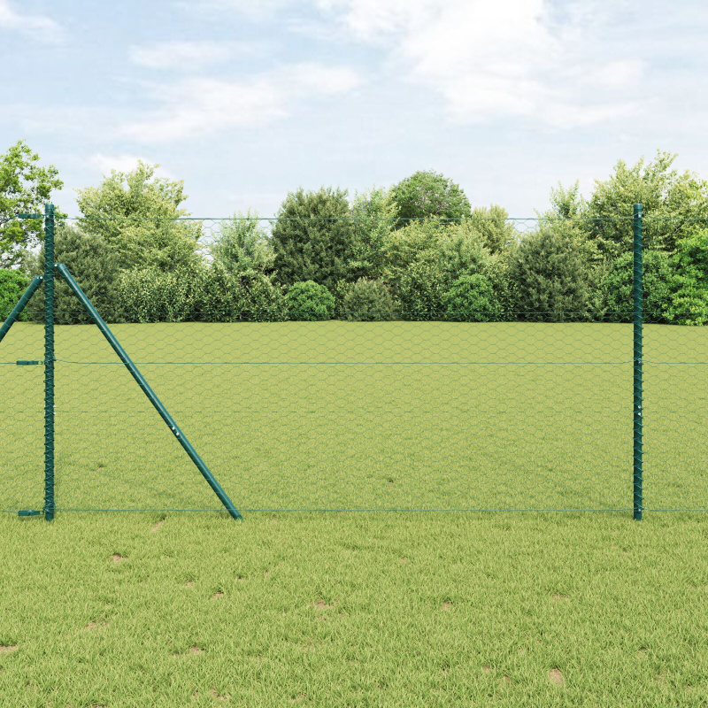 Zaunset Set aus 2 Grün Metall 25 x 1,2 m Langlebig Außenzaun