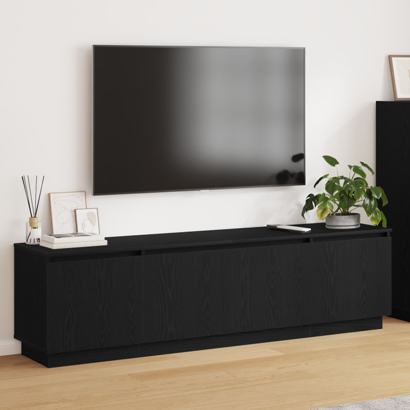 TV-Schrank mit LED Schwarz Eiche 180x38x49 cm Holzwerkstoff
