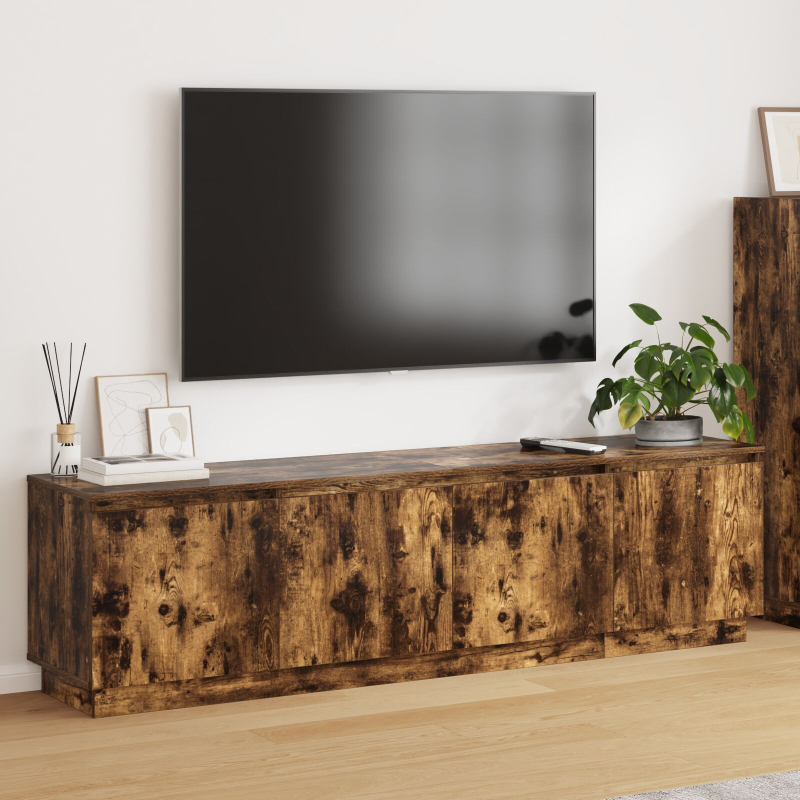 TV-Schrank mit LED Geräucherter Eiche 180x38x49 cm Holzwerkstoff