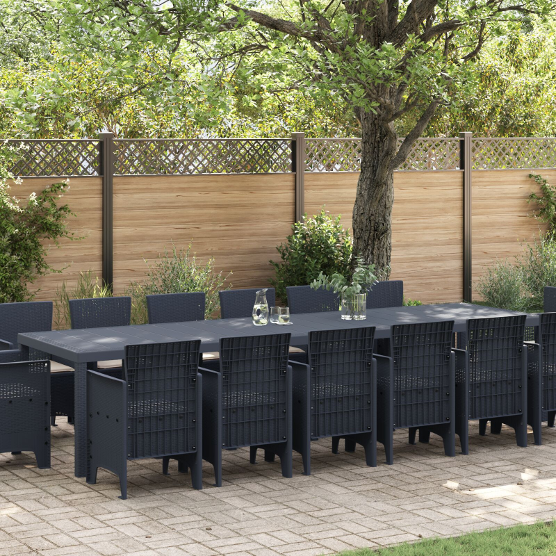13-teiliges Garten Essgruppe mit Kissen Hellgraues Poly-Rattan, Gartentisch Hellgrau 200x100x73 cm Poly-Rattan, Gartentisch Hellgrau 150x100x73 cm Poly-Rattan, Gartenstühle mit Kissen 4er Set Hellgrau Poly-Rattan