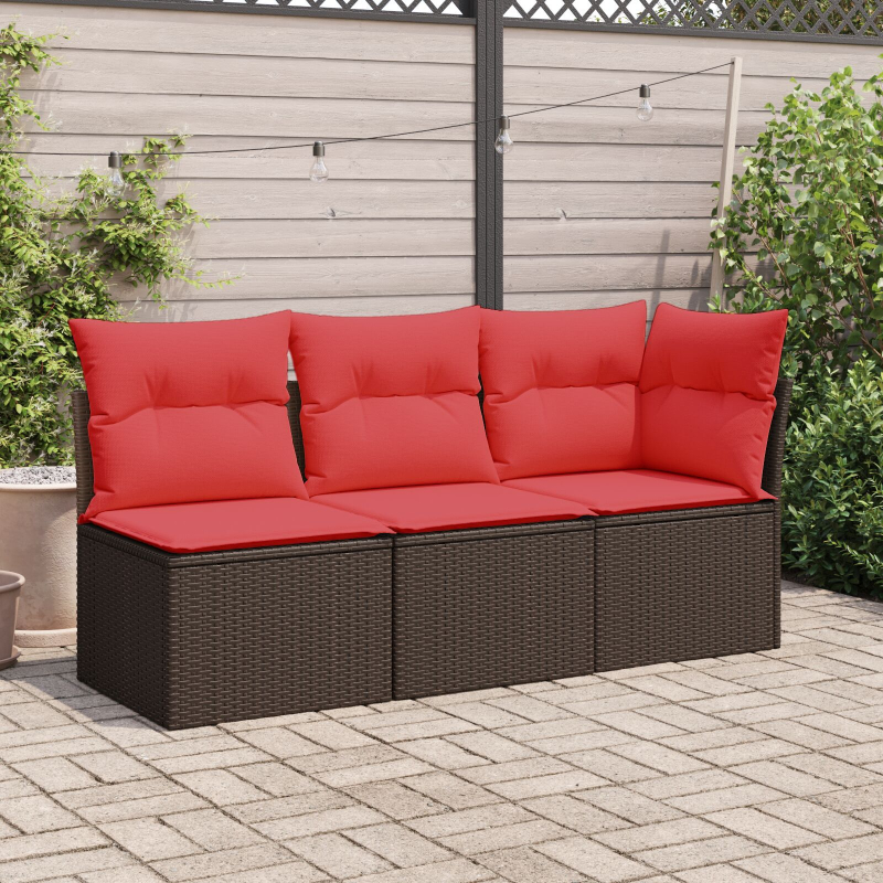 Garten-Ecksofa mit Kissen Braun Poly Rattan