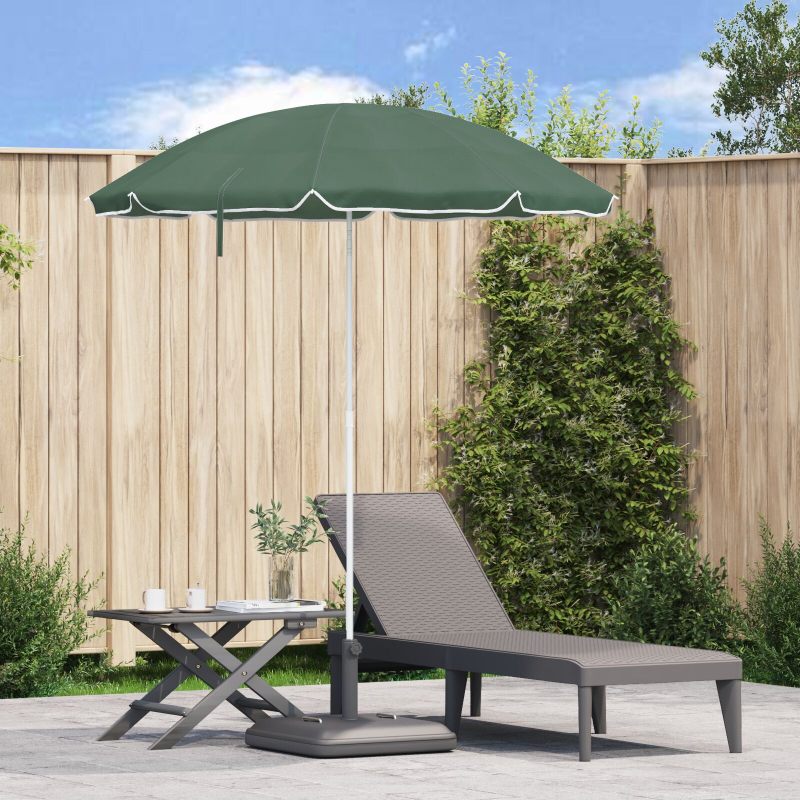 Strand-Schirm mit Metallstange Grün 161x193 cm Polyester
