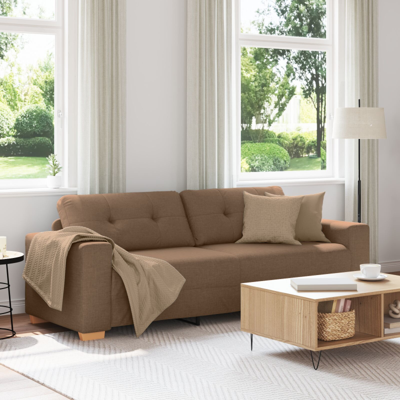 3-Sitzer Sofa in Braun, 180 cm, aus Stoff