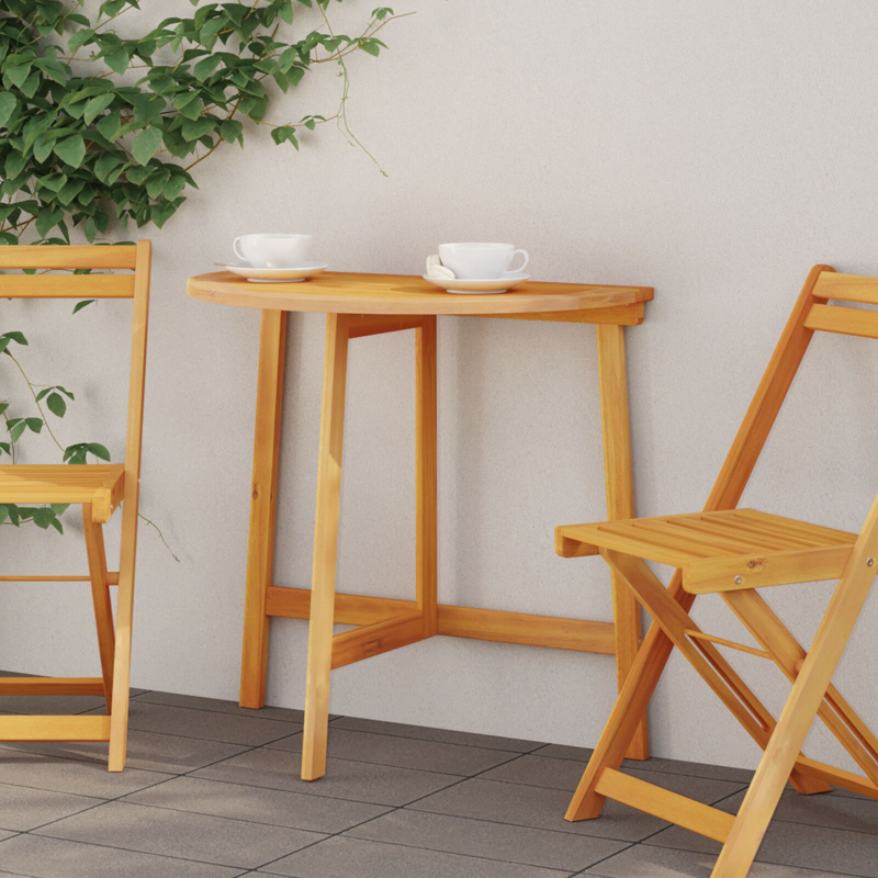 Faltbarer Gartentisch Halbrund 78x46x75 cm Massivholz Akazie