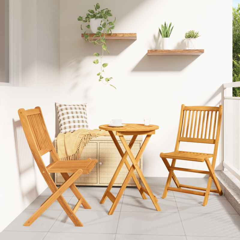 3-teiliges Garten Bistro Set aus massivem Akazienholz