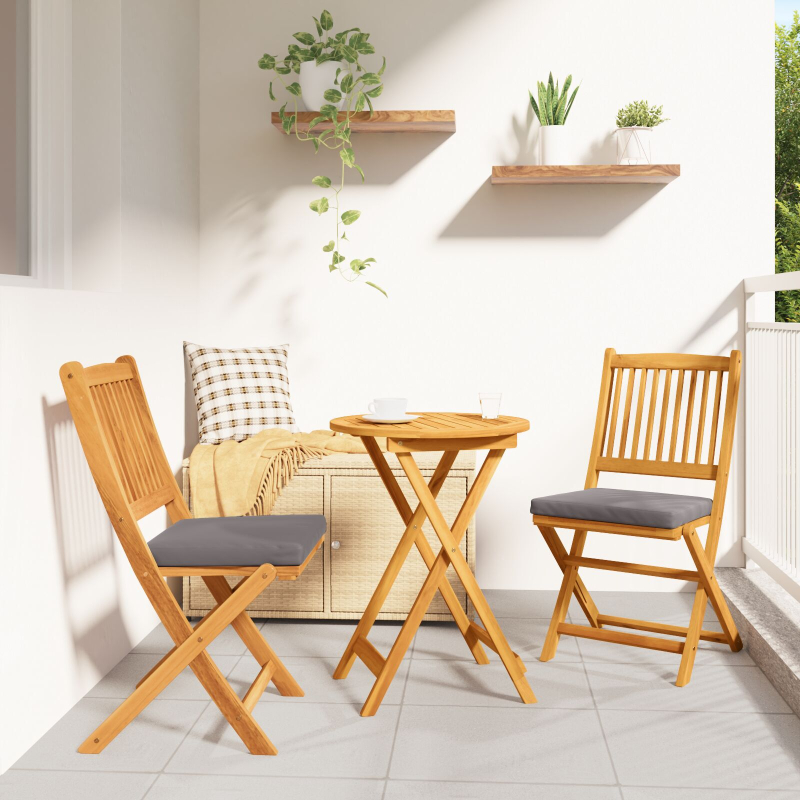 3-teiliges Garten Bistro Set - solides Akazienholz