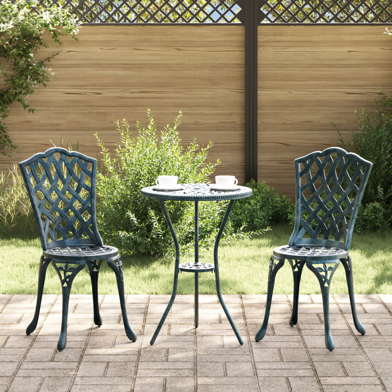 3-teiliges Garten Bistro Set Grün Gusseisen