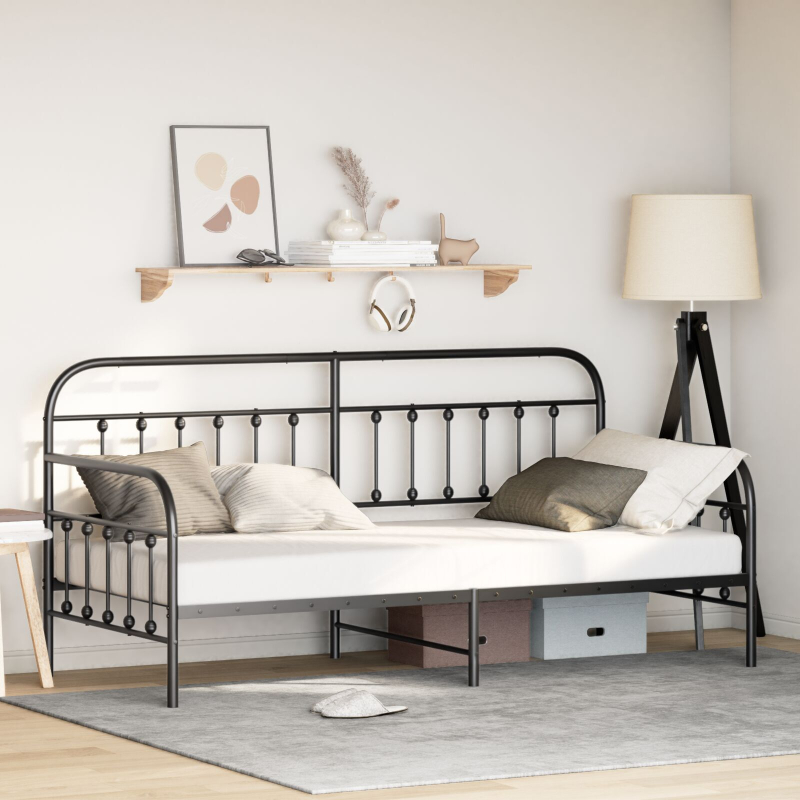 Tagesbettgestell Schwarz 107x203 cm Stahl
