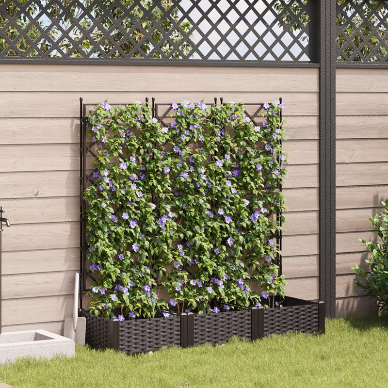 Gartenpflanzer mit Spalier 3 Stück Braun 120x40x125.5 cm