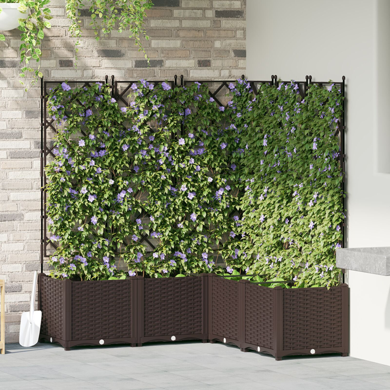 Gartenpflanzer mit Spalier 5 Stück Braun 120x120x143 cm