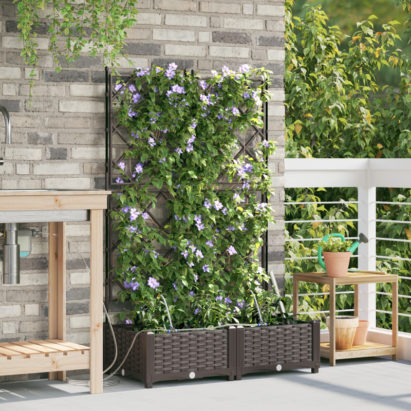 Gartenpflanzkästen mit Bewässerungssystem 2 Stück Braun