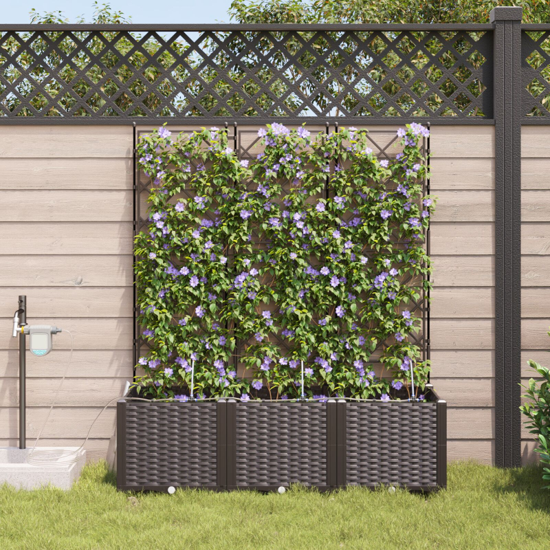 Gartenpflanzgefäße mit Bewässerungssystem 3 Stück Braun