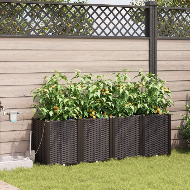 Gartenpflanzgefäße mit Bewässerungssystem 4 Stück Braun