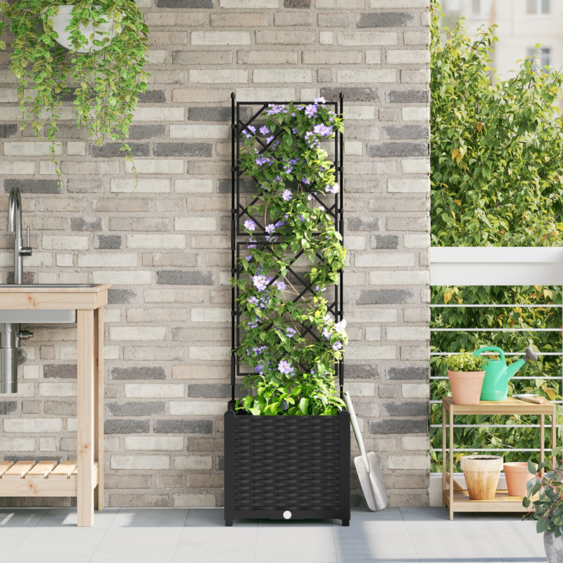Gartenpflanzer mit Gitter Schwarz 40x40x143 cm