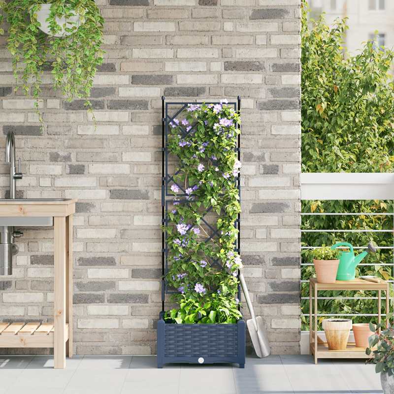 Gartenpflanzer mit Gitter Grau 40x40x125,5 cm