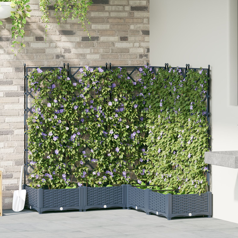 Gartenpflanzer mit Gitter 5 Stk Grau 120x120x125,5 cm