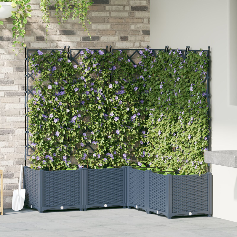 Gartenpflanzer mit Gitter 5 Stück Grau 120x120x143 cm