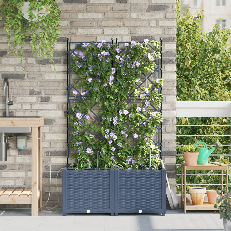 Gartenpflanzer mit Bewässerungssystem 2 Stück Grau