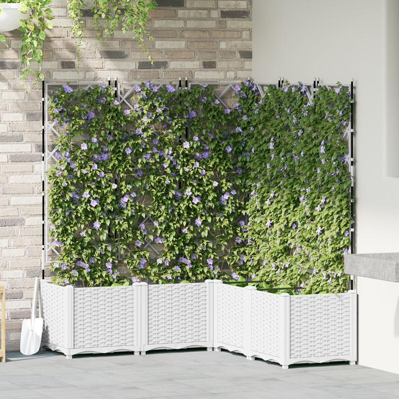 Gartenpflanzer mit Spalier 5 Stück Weiß 120x120x143 cm