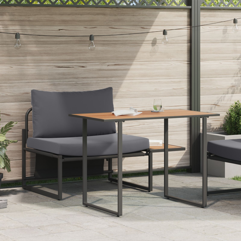 2-teiliges Garten-Esszimmer-Set mit Einzelsitz und anthrazitfarbenen Kissen