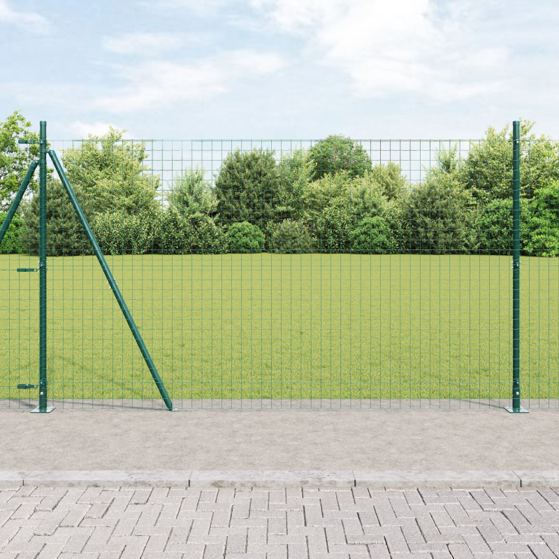 Zaunpfosten mit Grundplatten 13 Stk Ø32mm 83,5cm Galvanisiertes Stahl