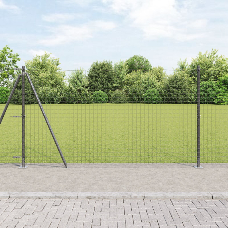 Zaunpfosten mit Grundplatten 13 Stück Ø32mm 78,5cm Galvanisiertes Stahl