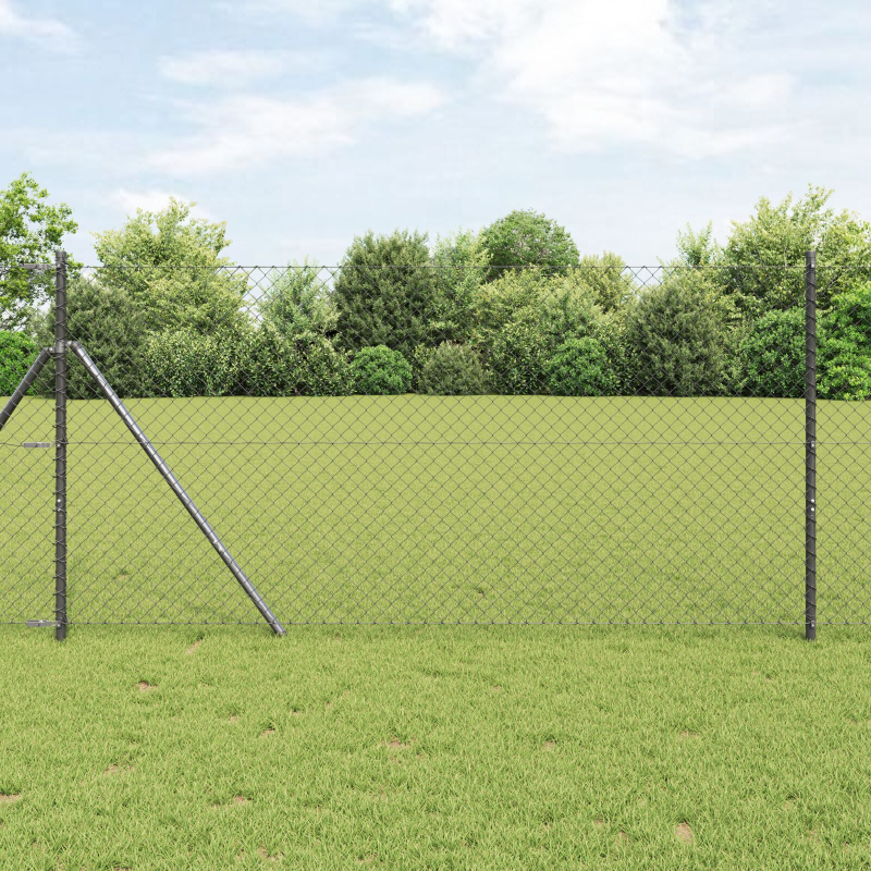 Kettenzaun Grau 1.2x25 m Stahl