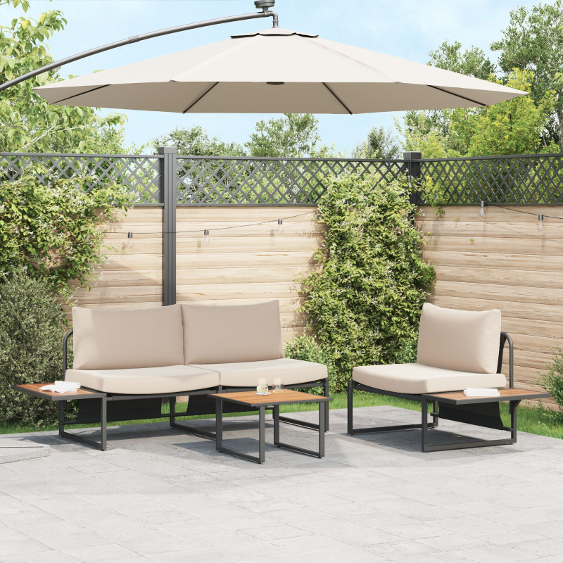 Brauner Gartenkaffetisch 55x55x35 cm Holz und Stahl