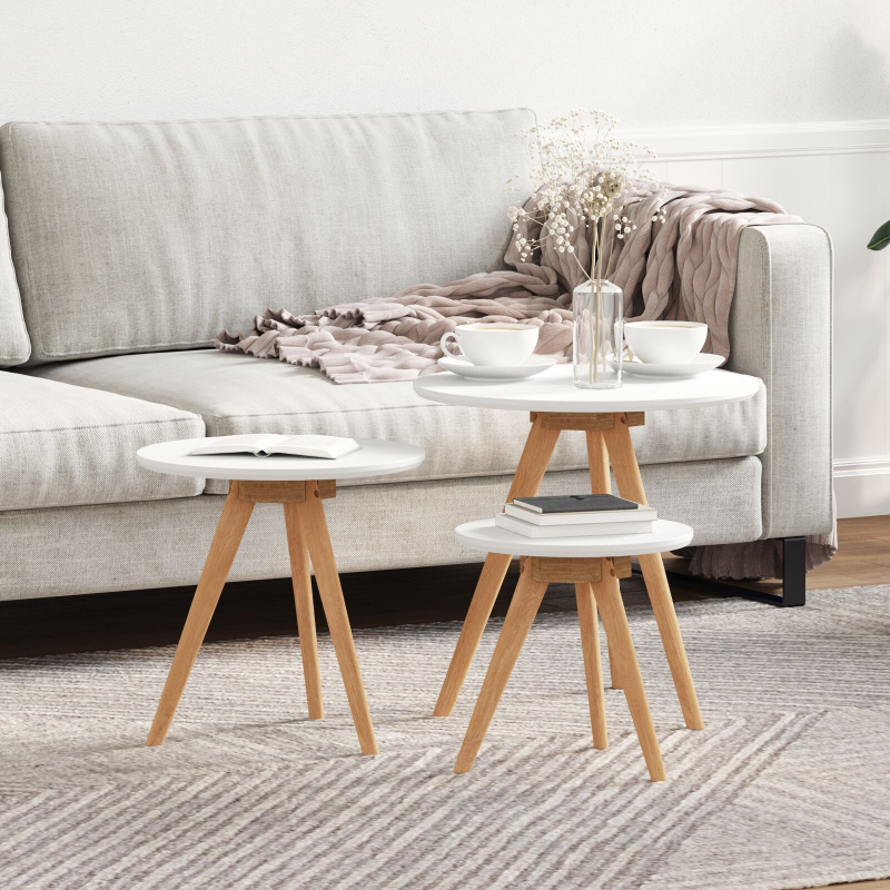 Couchtischset aus massivem Walnuss- und Spanholz