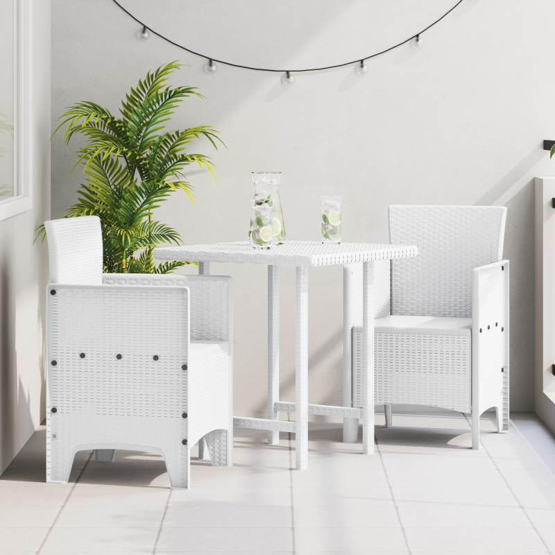 Gartenstühle 2er Set Weiß Poly Rattan