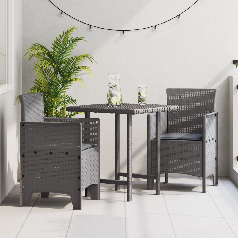 Gartenstühle mit Kissen 2 Stück Hellgrau Poly-Rattan