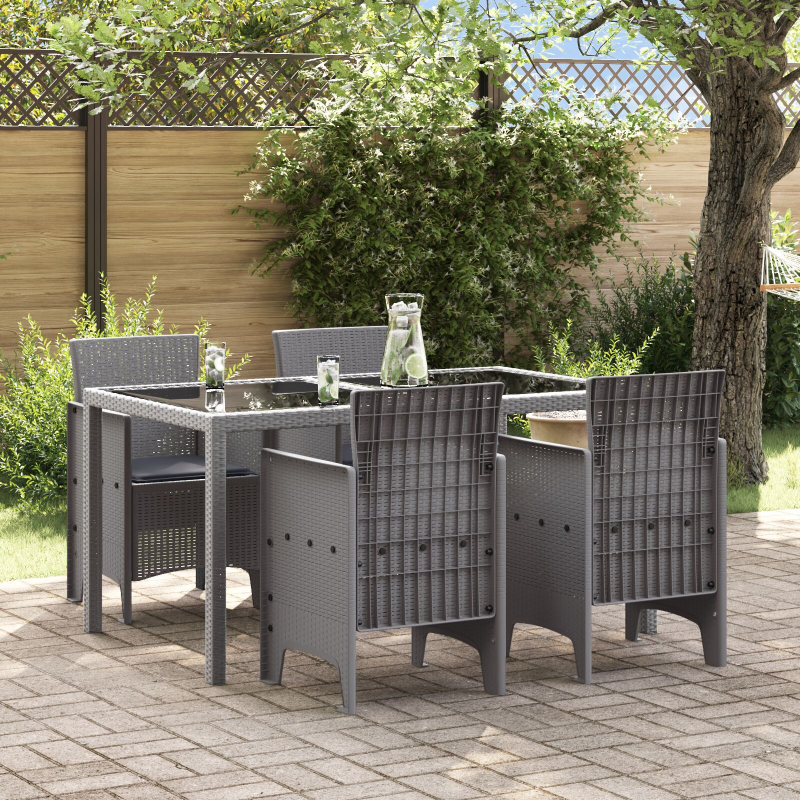 Gartenstühle mit Kissen 4 Stück Hellgrau Poly-Rattan