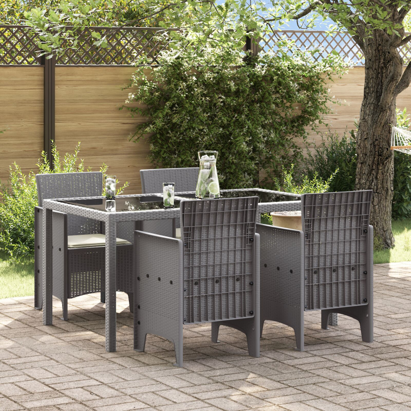 Gartenstühle mit Kissen Set von 4 hellgrauen Poly-Rattan