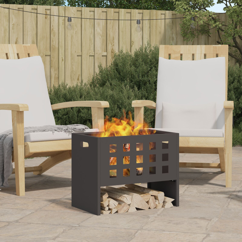 Feuerstelle Rechteckig Schwarz 50x30x40 cm Stahl