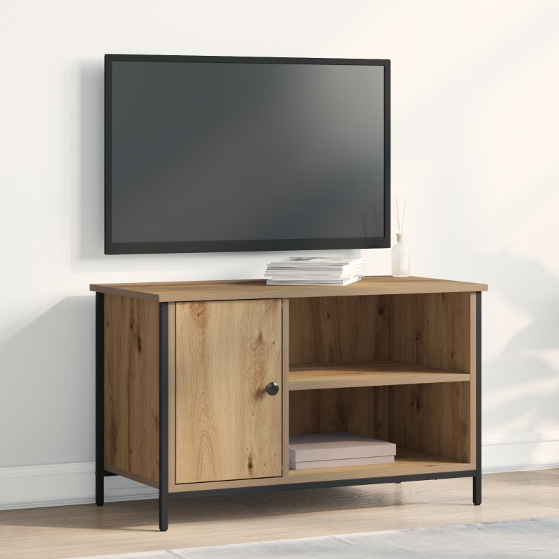 TV-Schrank Artisan Eiche 80x40x50 cm Holzwerkstoff und Stahl